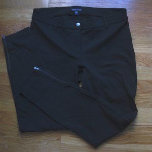 Eileen Fisher Black Pull On Stretch Pants Ankle Zipper Slits Leggings Size S